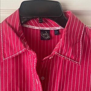 Cruel Girl Vibrant Red Pinstripe Shirt
